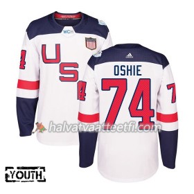 Yhdysvallat Pelipaita T.J. Oshie 74 Jääkiekon maailmancupin 2016 Lasten Valkoinen Premier Paita